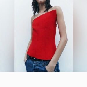 Zara asymmetric bustier top